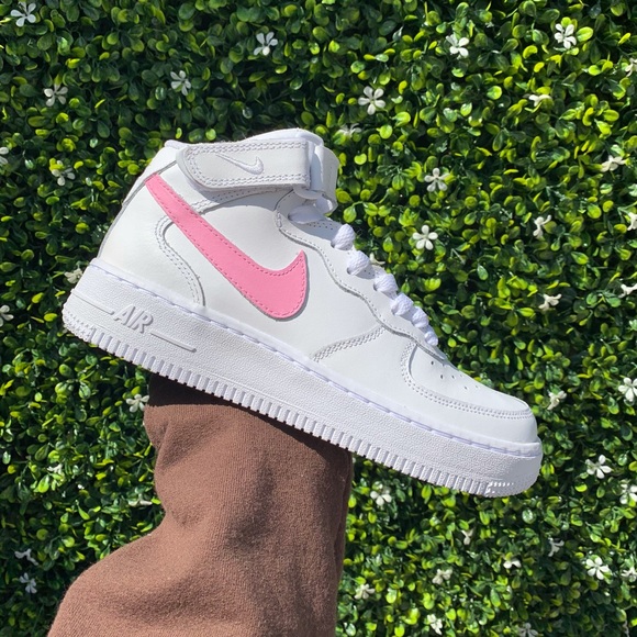 Custom Pink Air Force 1 Mids - Picture 2 of 3